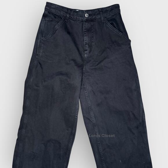 ASOS Wide Leg Jeans 4 Washed Black High Waist Baggy 90s Y2K Grunge Denim - Picture 2 of 6